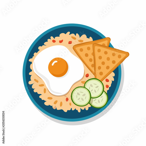 Fried Egg with Rice and Toast