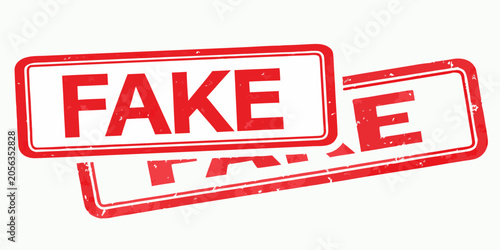 Foto Fake Stamp Vector Illustration With Distressed Red Ink And White Background