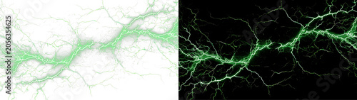 Fotografie Green Lightning Bolt with Electric Energy Effect Isolated PNG