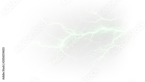 Green Lightning Bolt with Electric Energy Effect Isolated PNG