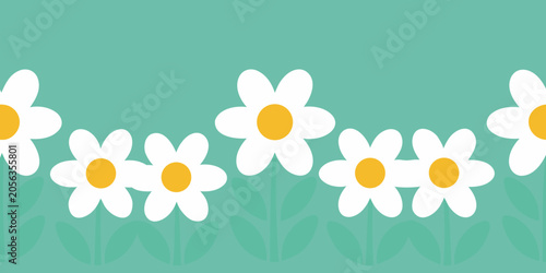 Photography Daisy floral ornament on teal background flat vector illustration