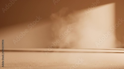 Minimalist nude beige gradient with organic slow moving light shadow loop / 静かな高級感を伝えるモダンベージュの光影と極薄ミストのミニマル抽象ループ4