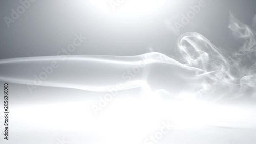 Minimalist white translucent vapor mist drifting slowly in soft light loop / 画面を美しく引き立てるシルキーホワイトの滑らかな蒸気と光のミニマル抽象ループ4