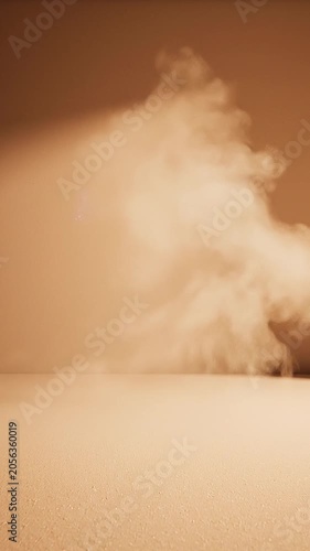 Minimalist nude beige gradient with organic slow moving light shadow loop / 静かな高級感を伝えるモダンベージュの光影と極薄ミストのミニマル抽象ループ1