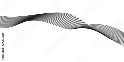 A smooth, flowing gray ribbon twists and turns across a clean white background, creating a sense of elegant movement and abstract beauty.