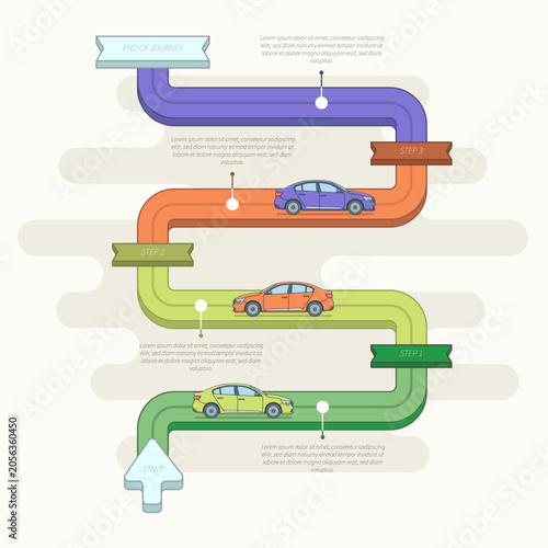 Roadmap Infographic in five steps. Fully editable vector illustration. Data graphs for climate flow charts, presentations and UI