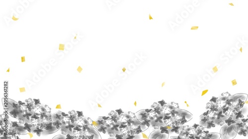 白黒の紫陽花（あじさい）のイラスト