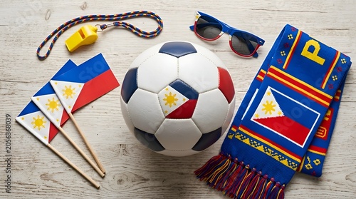 Philippine Football Fan Gear: Flag, Scarf, Ball, Whistle & Sunglasses