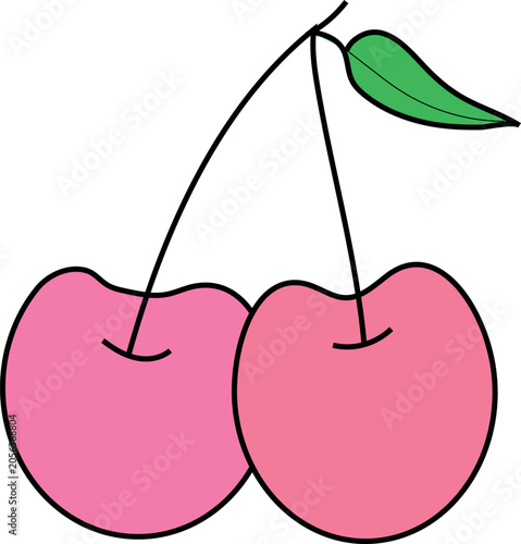 icon of wild cherries in modern design style, pair 