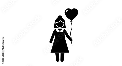 Fotografie Girl holding a heart shaped balloon represents childhood innocence and joy, serving as a poignant visual metaphor for happiness, love, and sentimental moments in lifestyle photography projects