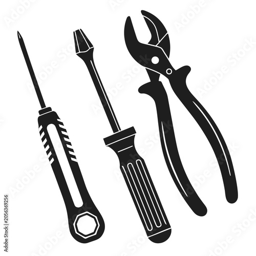 Simple vector hardware tool icons for maintenance.