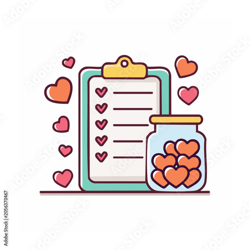 Flat design smartphone with heart emojis