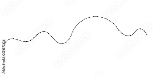 Schilderij op canvas Arrow directional path featuring a black abstract wavy line with minimalist poin