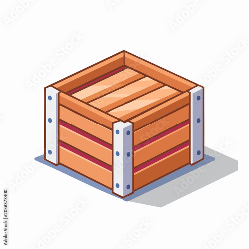 Isometric Wooden Crate Illustration