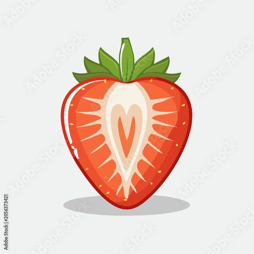 Illustration of a Half Strawberry