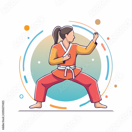 Karate Woman Practicing Martial Arts