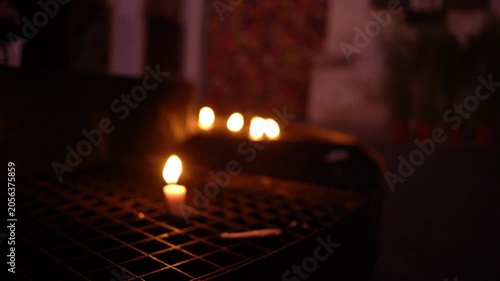 Prayer Candles Burning During Santos Populares Festival Lisbon Portugal Shot with Cinema Camera