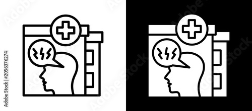 Photos Mental Hospital Icon Set In Black And White Filled Style Collection