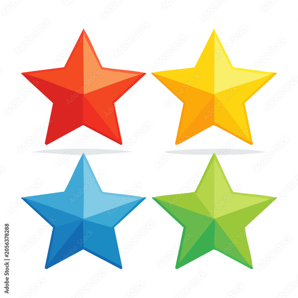 Fototapeta premium Four colorful flat design stars isolated