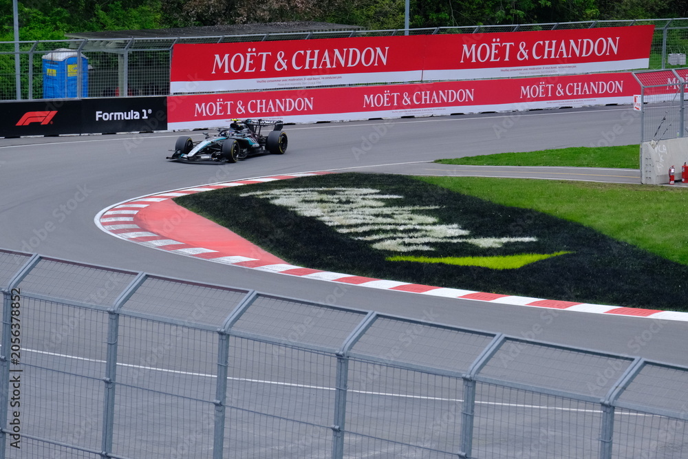 Naklejka premium May 25, 2026, Montreal, Canada, Mercedes F1 car driven by Antonelli and Russell during Formula 1 action. g.