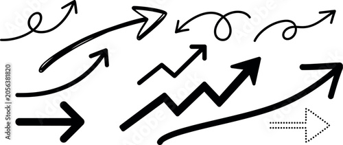 Hand Drawn Arrows Set Doodle Direction Pointers for Infographics