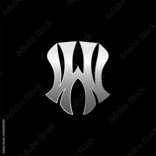 Modern Stylish Bold Letter Linked HW Logo