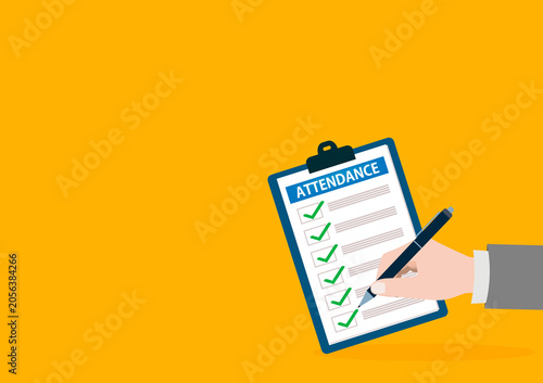 Obraz na plátně Attendance Checklist Clipboard with Completed Tasks and Check Marks