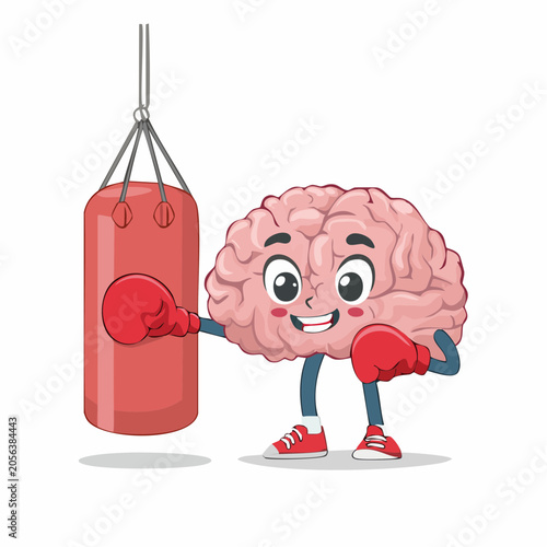 Cartoon Brain Character Boxing Punching Bag