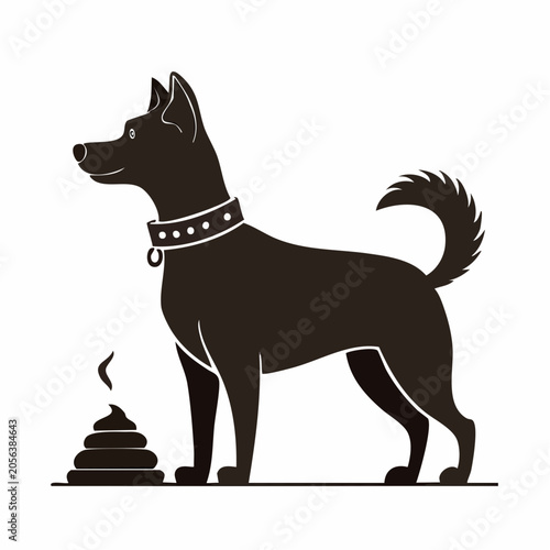 Dog Silhouette Next to Poop