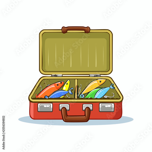 Open Fishing Tackle Box with Lures