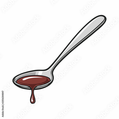 Spoon with dripping chocolate sauce