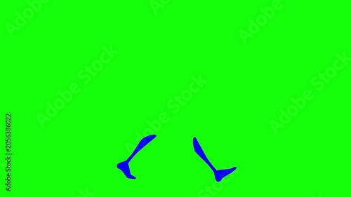 Blue Foot Animation on Green Screen, Walking Cycle Loop Background