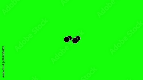 Spinning Black Spheres Motion Graphics on Green Background Loop
