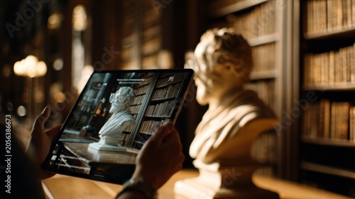 Library tablet display sculpture detail