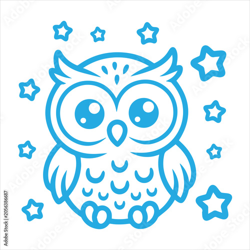 Owl Sitting With Stars Svg