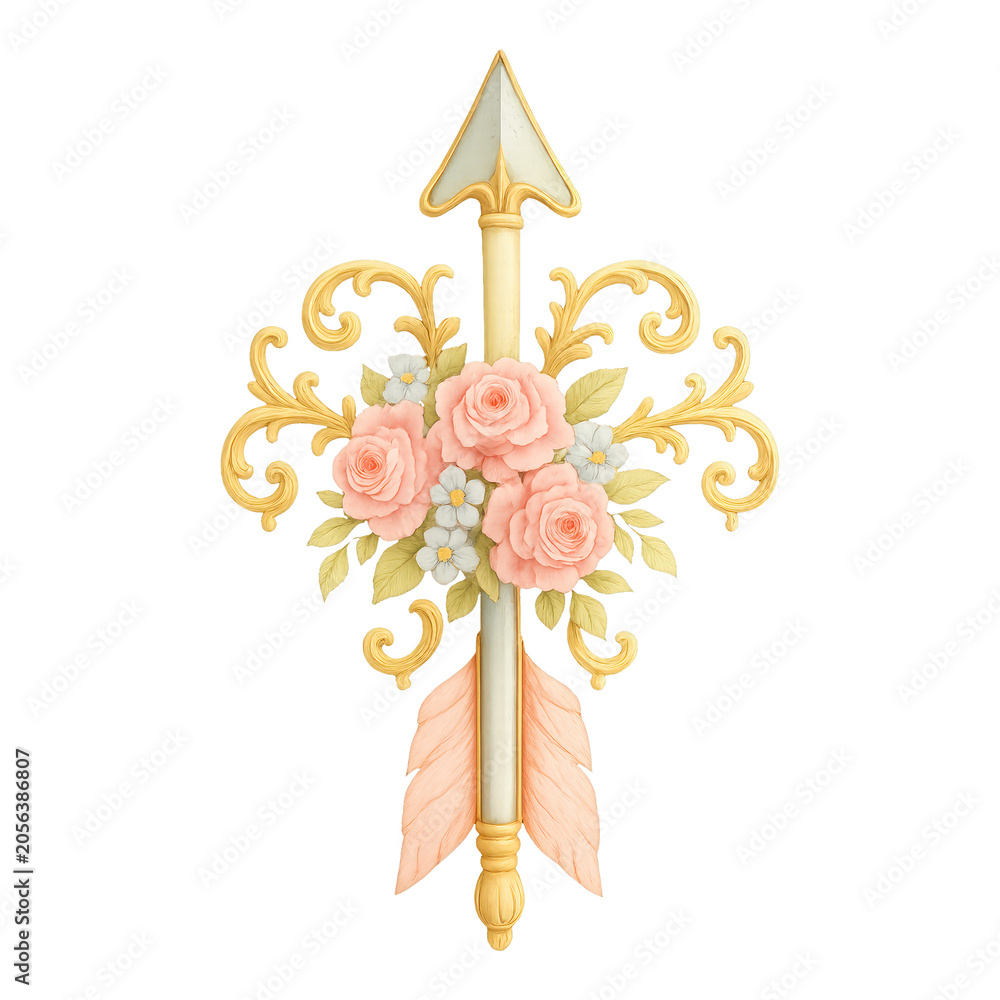 Fototapeta premium PNG Elegant floral arrow design