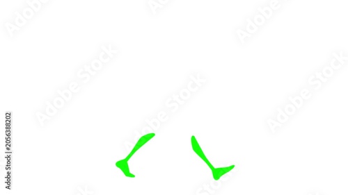 Walking Green Feet Animation on White Background, Seamless Loop