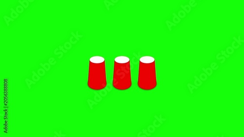 Cup Shuffle Game Animation on Green Screen