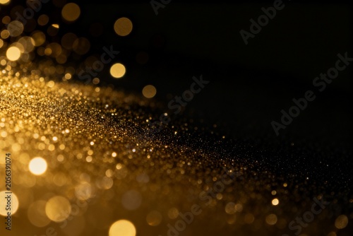 Golden Glitter Sparkle on Dark Background