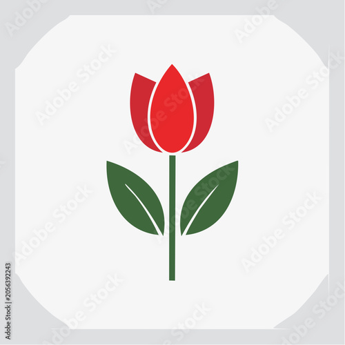 Stylized Red Tulip Icon