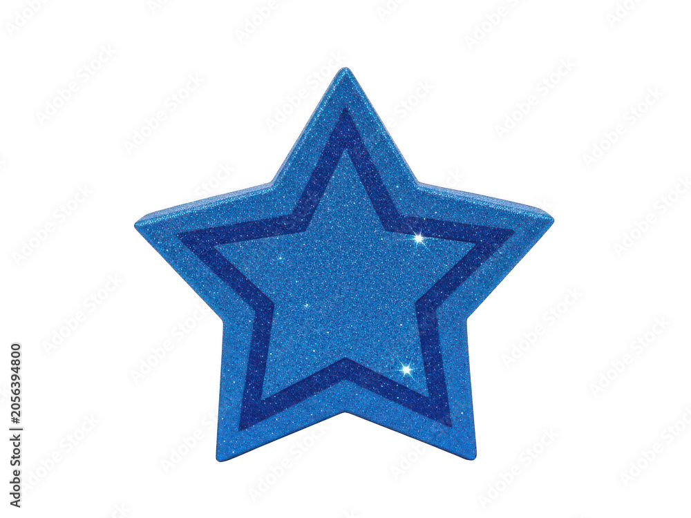 Obraz premium Shiny blue star icon with metallic glitter effect isolated on transparent background