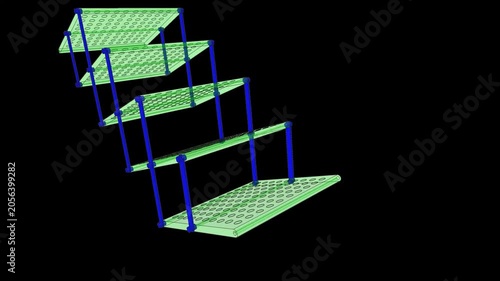 Stair 3D Rendered Mechanical Motion Geometric Architecture Engineering Movement Elements Animation Loop