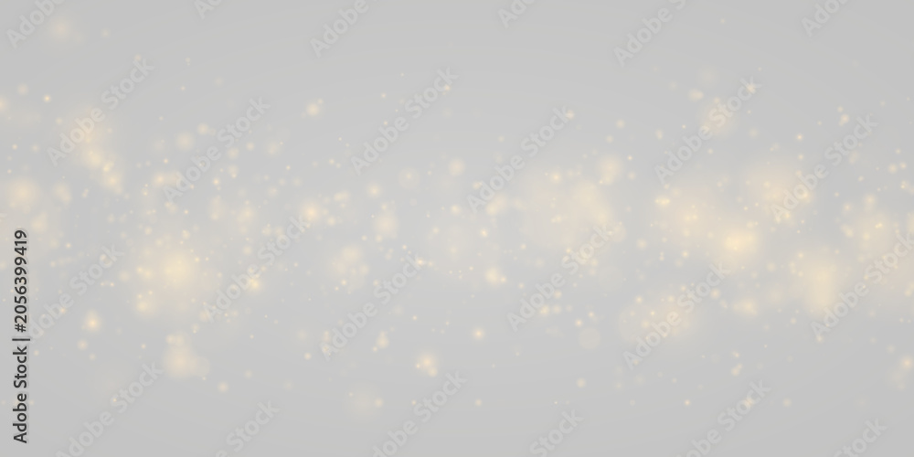 Fototapeta premium Golden glitter particles scatter with soft luminous reflections. Elegant sparkles create a refined decorative effect. Perfect for festive overlays. PNG