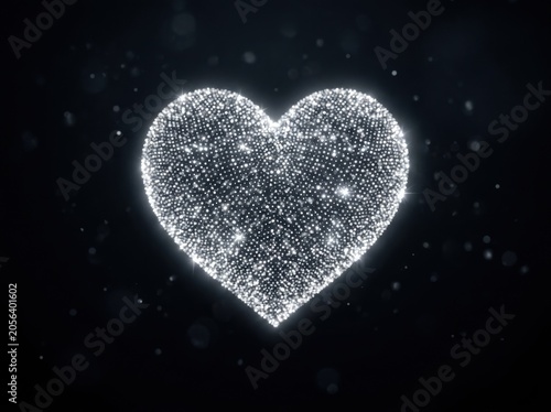 Heart shape made of small sugar grains on dark surface