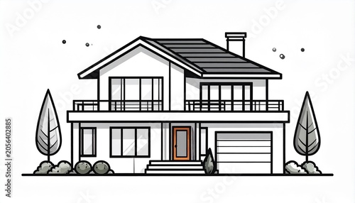 Luxury modern villa icon with elegant architectural lines minimalist design