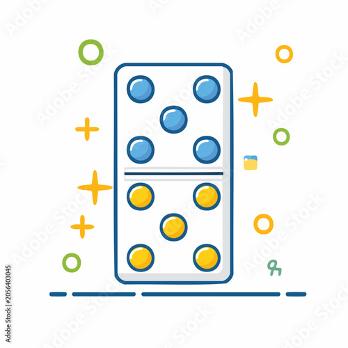 Domino Tile with Blue and Yellow Dots