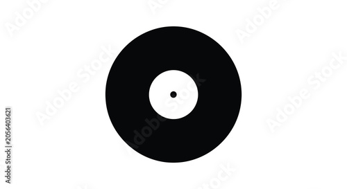 Foto Vinyl record silhouette with center hole on a white background silhouette