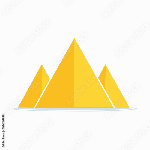 Stylized illustration of three golden pyramids