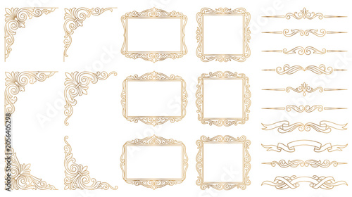 Billede på lærred Baroque style gold corner frames and border collection.