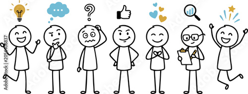 Cuadro en lienzo Customer Journey and Emotional Feedback Stick Figure Illustration from Idea to S